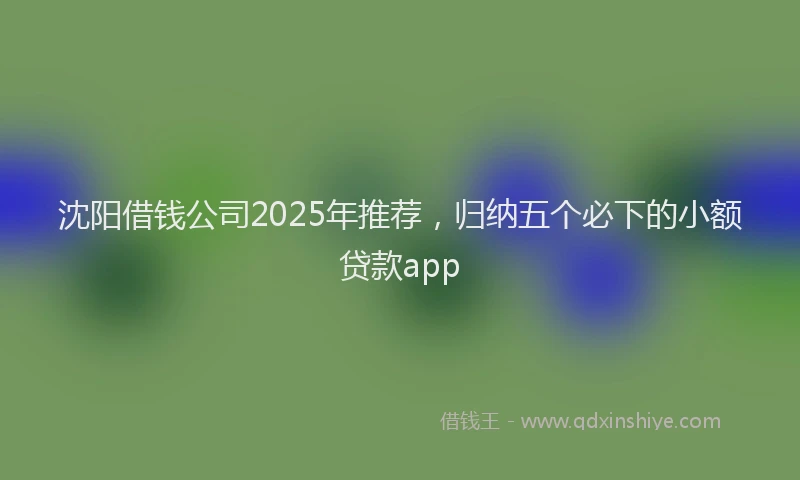 沈阳借钱公司2025年推荐，归纳五个必下的小额贷款app