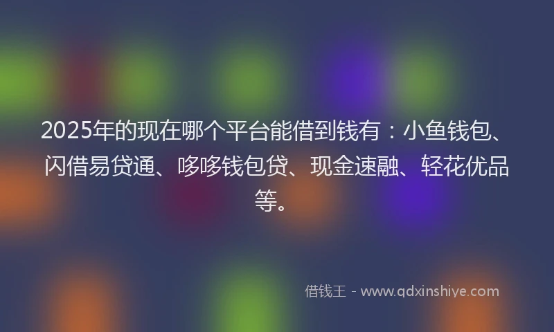 2025年的现在哪个平台能借到钱有：小鱼钱包、闪借易贷通、哆哆钱包贷、现金速融、轻花优品等。