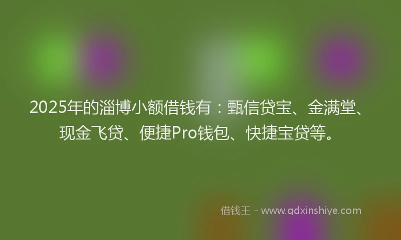 2025年的淄博小额借钱有：甄信贷宝、金满堂、现金飞贷、便捷Pro钱包、快捷宝贷等。
