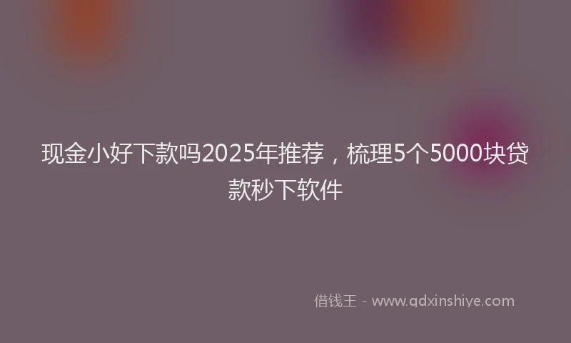 现金小好下款吗2025年推荐，梳理5个5000块贷款秒下软件