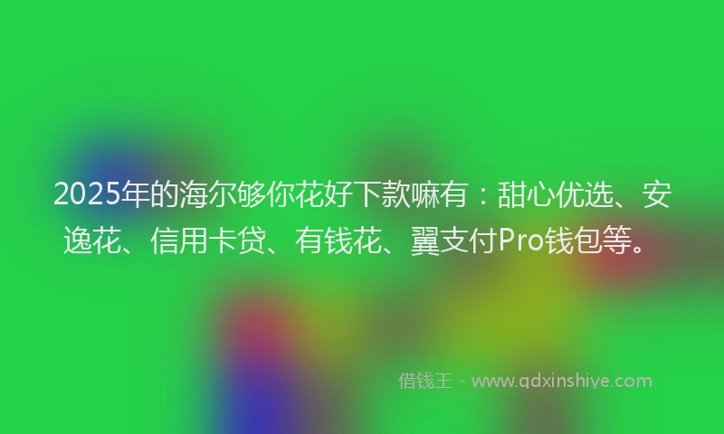 2025年的海尔够你花好下款嘛有：甜心优选、安逸花、信用卡贷、有钱花、翼支付Pro钱包等。