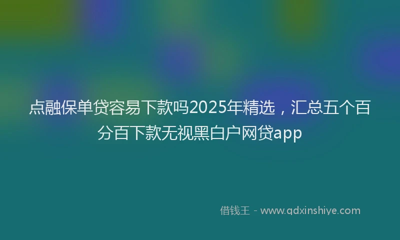 点融保单贷容易下款吗2025年精选，汇总五个百分百下款无视黑白户网贷app