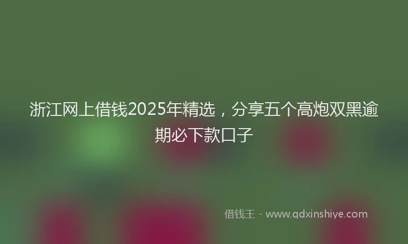浙江网上借钱2025年精选，分享五个高炮双黑逾期必下款口子