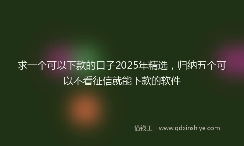 求一个可以下款的口子2025年精选，归纳五个可以不看征信就能下款的软件