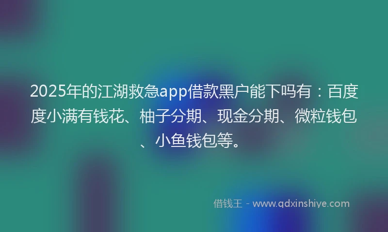 2025年的江湖救急app借款黑户能下吗有：百度度小满有钱花、柚子分期、现金分期、微粒钱包、小鱼钱包等。