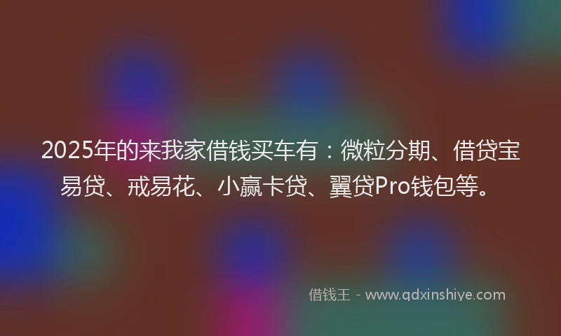 2025年的来我家借钱买车有：微粒分期、借贷宝易贷、戒易花、小赢卡贷、翼贷Pro钱包等。