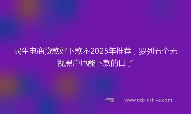 民生电商贷款好下款不2025年推荐，罗列五个无视黑户也能下款的口子