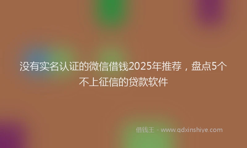 没有实名认证的微信借钱2025年推荐，盘点5个不上征信的贷款软件