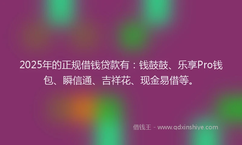 2025年的正规借钱贷款有：钱鼓鼓、乐享Pro钱包、瞬信通、吉祥花、现金易借等。