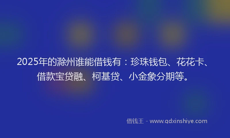 2025年的滁州谁能借钱有：珍珠钱包、花花卡、借款宝贷融、柯基贷、小金象分期等。