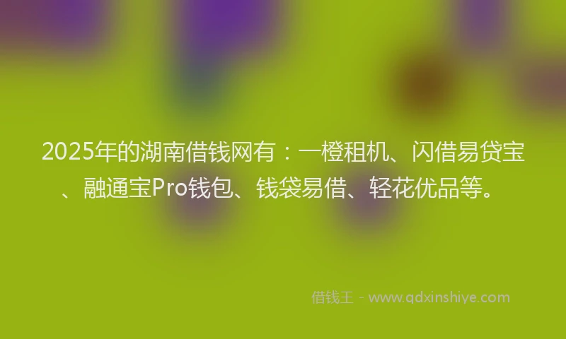 2025年的湖南借钱网有：一橙租机、闪借易贷宝、融通宝Pro钱包、钱袋易借、轻花优品等。