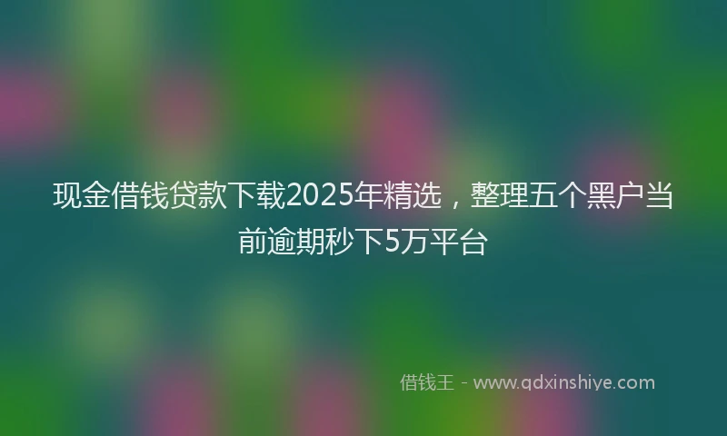 现金借钱贷款下载2025年精选，整理五个黑户当前逾期秒下5万平台