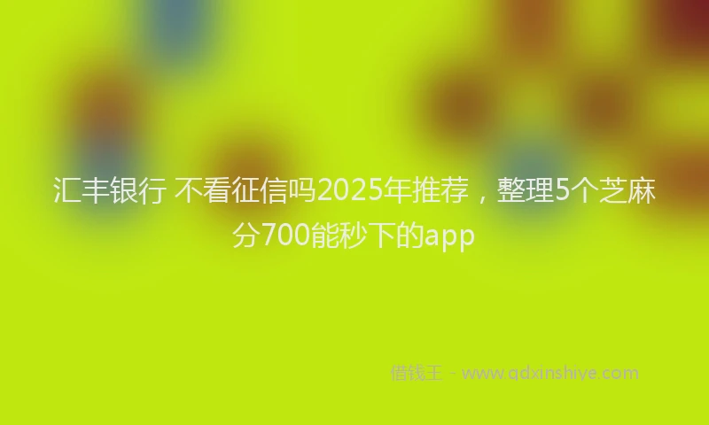 汇丰银行 不看征信吗2025年推荐，整理5个芝麻分700能秒下的app