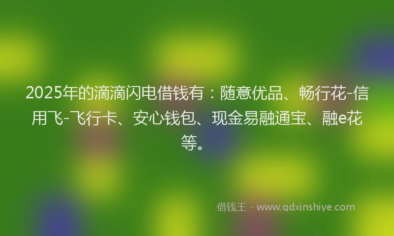 2025年的滴滴闪电借钱有：随意优品、畅行花-信用飞-飞行卡、安心钱包、现金易融通宝、融e花等。