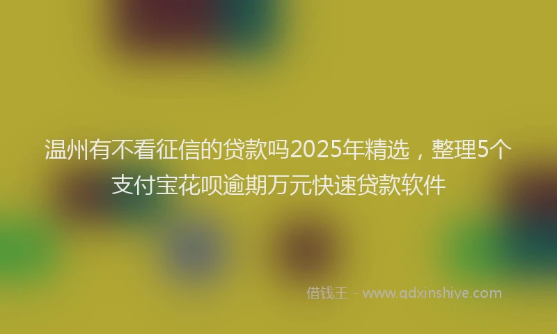 温州有不看征信的贷款吗2025年精选，整理5个支付宝花呗逾期万元快速贷款软件