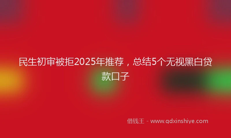 民生初审被拒2025年推荐，总结5个无视黑白贷款口子