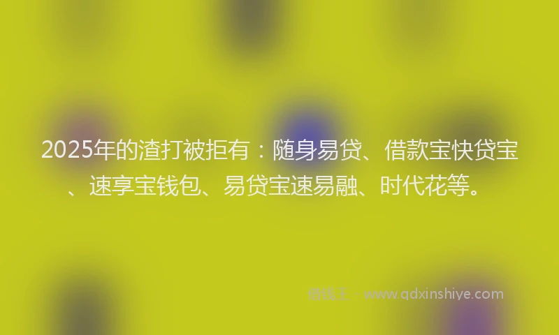 2025年的渣打被拒有：随身易贷、借款宝快贷宝、速享宝钱包、易贷宝速易融、时代花等。