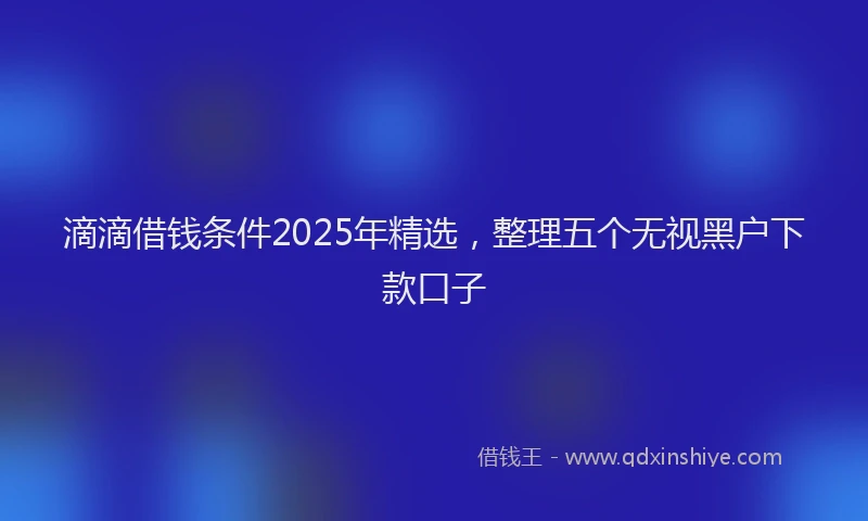 滴滴借钱条件2025年精选，整理五个无视黑户下款口子