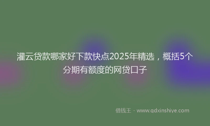 灌云贷款哪家好下款快点2025年精选，概括5个分期有额度的网贷口子