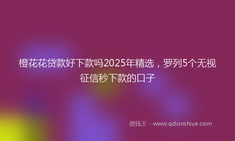 橙花花贷款好下款吗2025年精选，罗列5个无视征信秒下款的口子