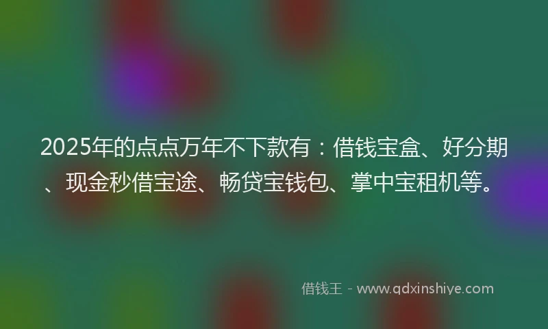 2025年的点点万年不下款有：借钱宝盒、好分期、现金秒借宝途、畅贷宝钱包、掌中宝租机等。