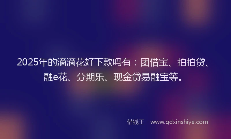 2025年的滴滴花好下款吗有：团借宝、拍拍贷、融e花、分期乐、现金贷易融宝等。