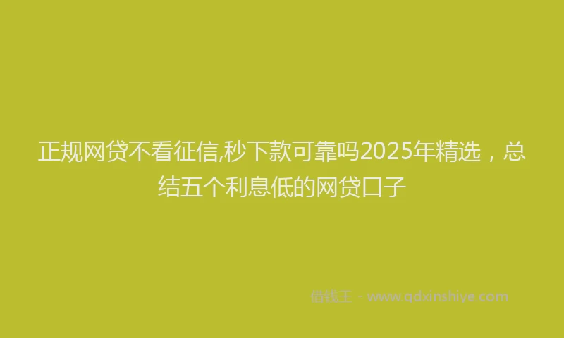 正规网贷不看征信,秒下款可靠吗2025年精选，总结五个利息低的网贷口子