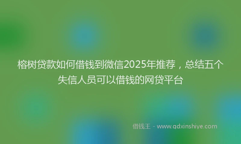 榕树贷款如何借钱到微信2025年推荐，总结五个失信人员可以借钱的网贷平台