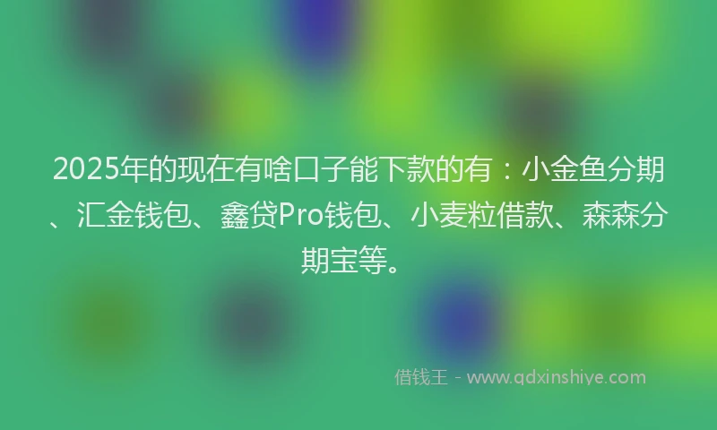 2025年的现在有啥口子能下款的有：小金鱼分期、汇金钱包、鑫贷Pro钱包、小麦粒借款、森森分期宝等。
