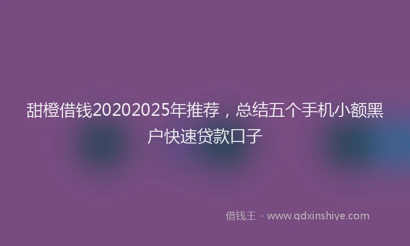 甜橙借钱20202025年推荐，总结五个手机小额黑户快速贷款口子