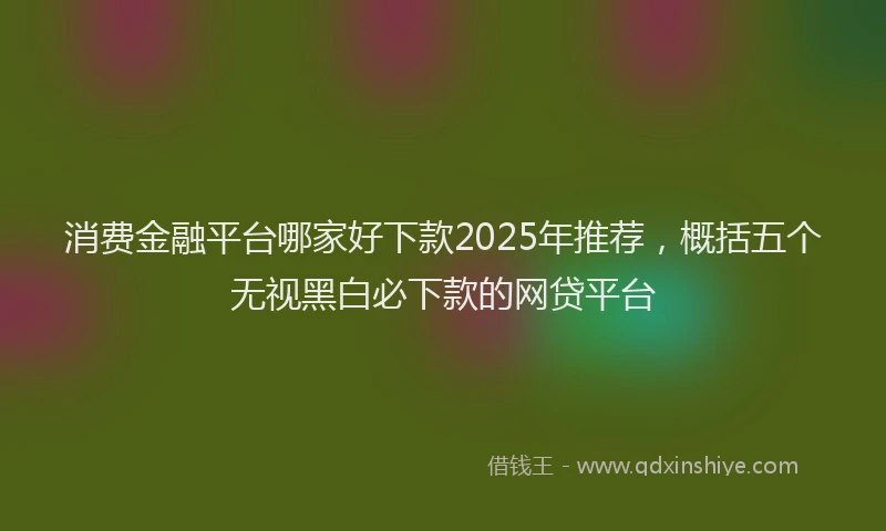 消费金融平台哪家好下款2025年推荐，概括五个无视黑白必下款的网贷平台
