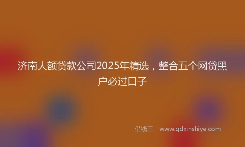 济南大额贷款公司2025年精选，整合五个网贷黑户必过口子