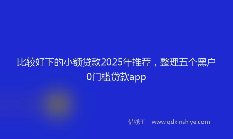 比较好下的小额贷款2025年推荐，整理五个黑户0门槛贷款app