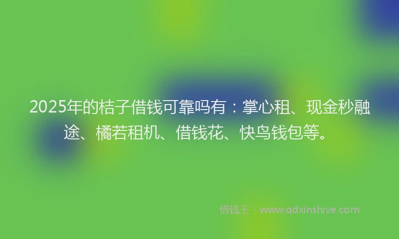 2025年的桔子借钱可靠吗有：掌心租、现金秒融途、橘若租机、借钱花、快鸟钱包等。