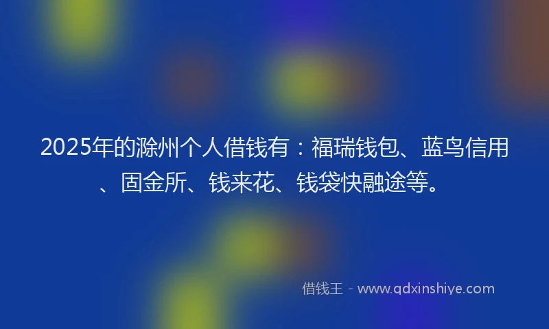 2025年的滁州个人借钱有：福瑞钱包、蓝鸟信用、固金所、钱来花、钱袋快融途等。