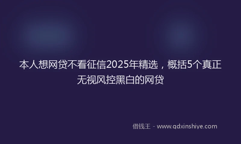 本人想网贷不看征信2025年精选，概括5个真正无视风控黑白的网贷