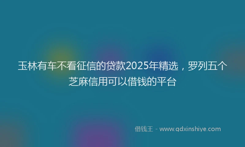 玉林有车不看征信的贷款2025年精选，罗列五个芝麻信用可以借钱的平台