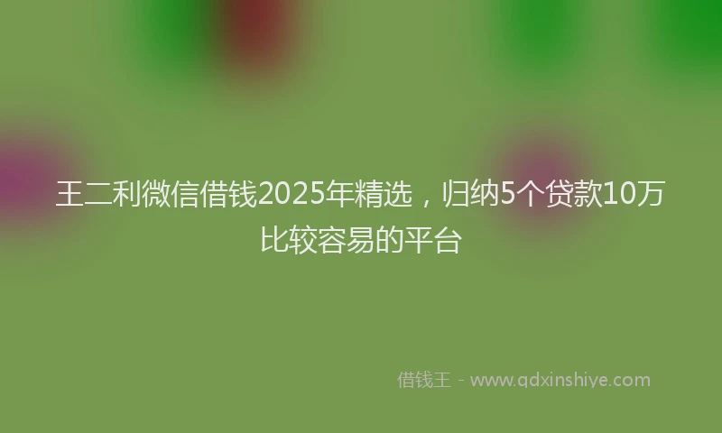 王二利微信借钱2025年精选，归纳5个贷款10万比较容易的平台