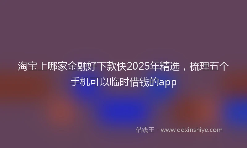 淘宝上哪家金融好下款快2025年精选，梳理五个手机可以临时借钱的app