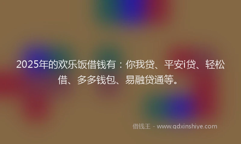 2025年的欢乐饭借钱有：你我贷、平安i贷、轻松借、多多钱包、易融贷通等。