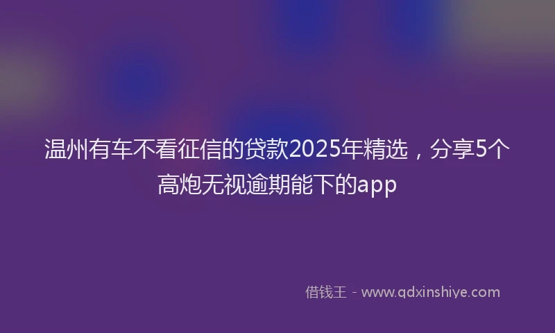 温州有车不看征信的贷款2025年精选，分享5个高炮无视逾期能下的app