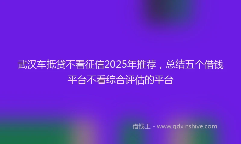 武汉车抵贷不看征信2025年推荐，总结五个借钱平台不看综合评估的平台