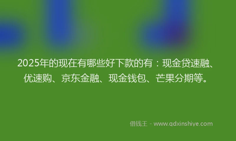 2025年的现在有哪些好下款的有：现金贷速融、优速购、京东金融、现金钱包、芒果分期等。