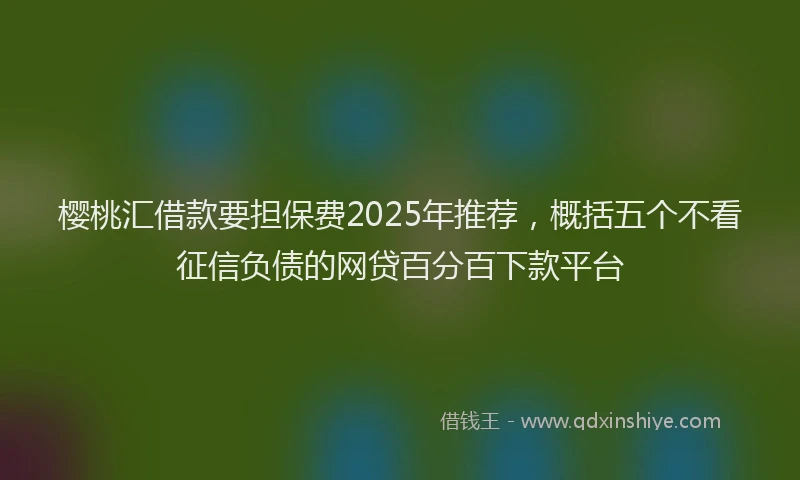 樱桃汇借款要担保费2025年推荐，概括五个不看征信负债的网贷百分百下款平台