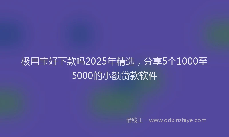 极用宝好下款吗2025年精选，分享5个1000至5000的小额贷款软件