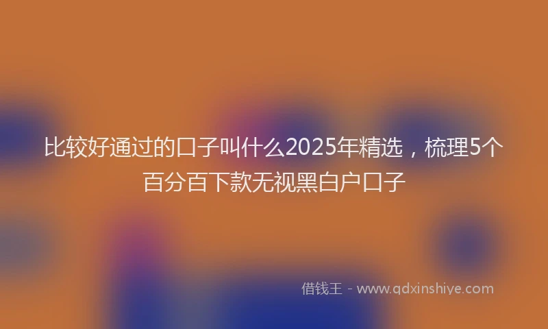 比较好通过的口子叫什么2025年精选，梳理5个百分百下款无视黑白户口子
