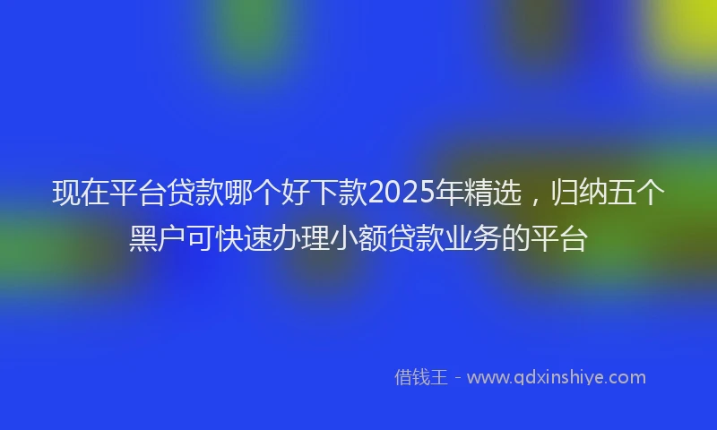 现在平台贷款哪个好下款2025年精选，归纳五个黑户可快速办理小额贷款业务的平台