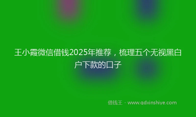 王小霞微信借钱2025年推荐，梳理五个无视黑白户下款的口子