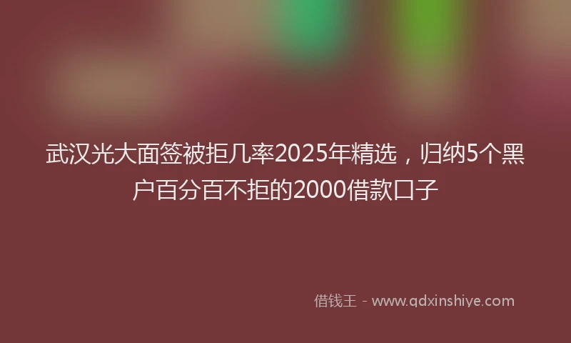 武汉光大面签被拒几率2025年精选，归纳5个黑户百分百不拒的2000借款口子
