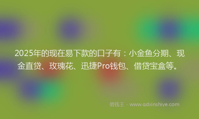 2025年的现在易下款的口子有：小金鱼分期、现金直贷、玫瑰花、迅捷Pro钱包、借贷宝盒等。